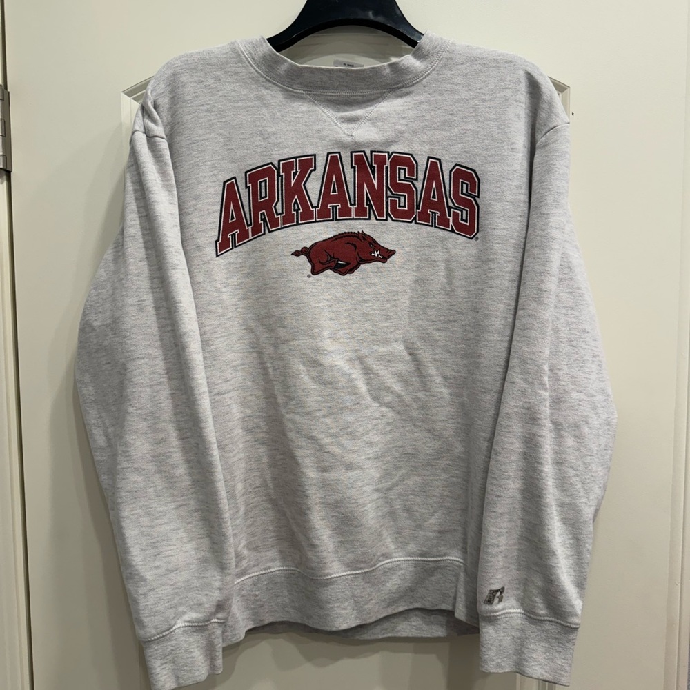 Arkansas Razorbacks NCAA Football Gray Crewneck Russell Mens M